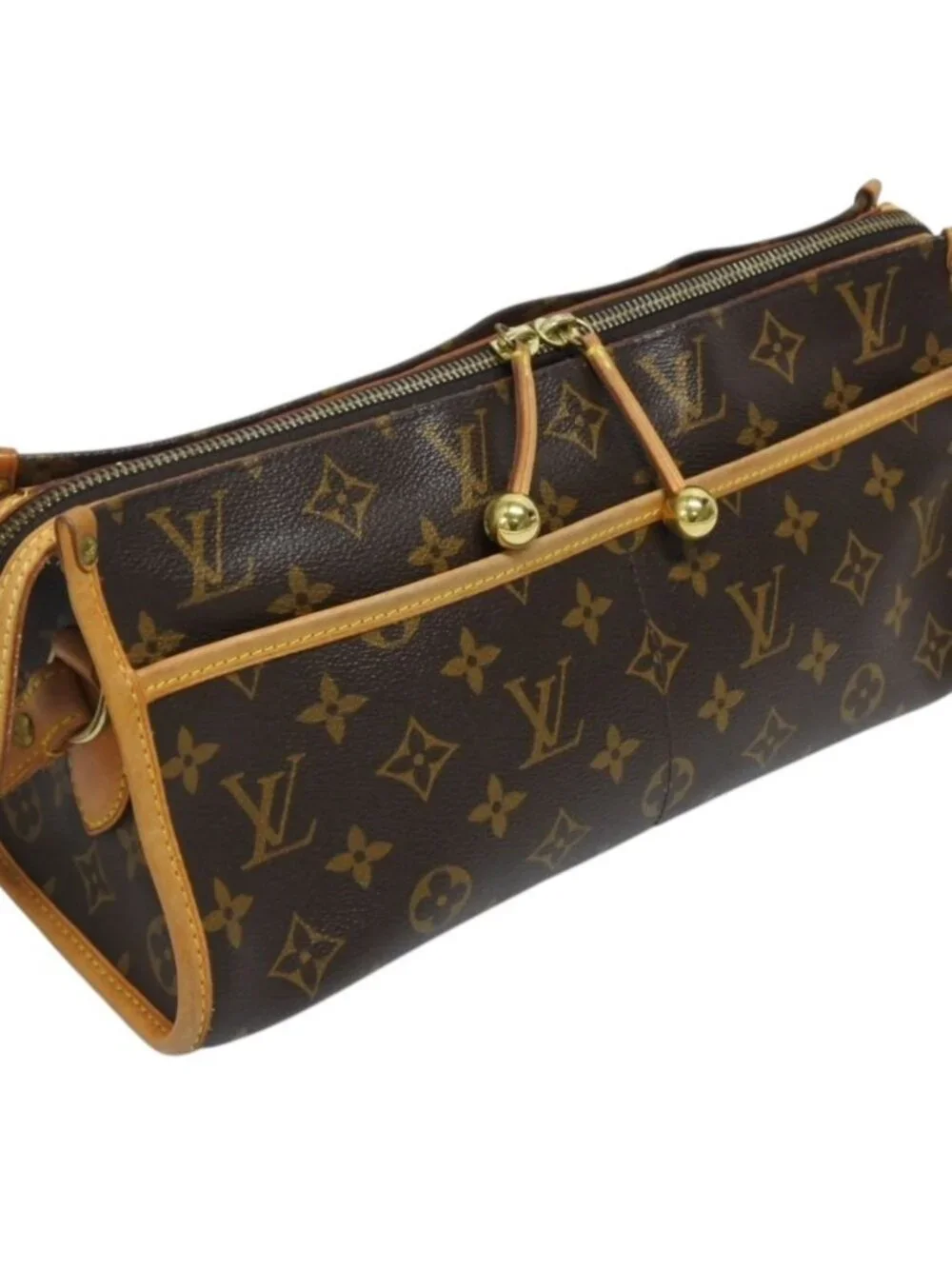 Louis Vuitton Popincourt Long Shoulder Bag Vachetta Leather Gold Brown
